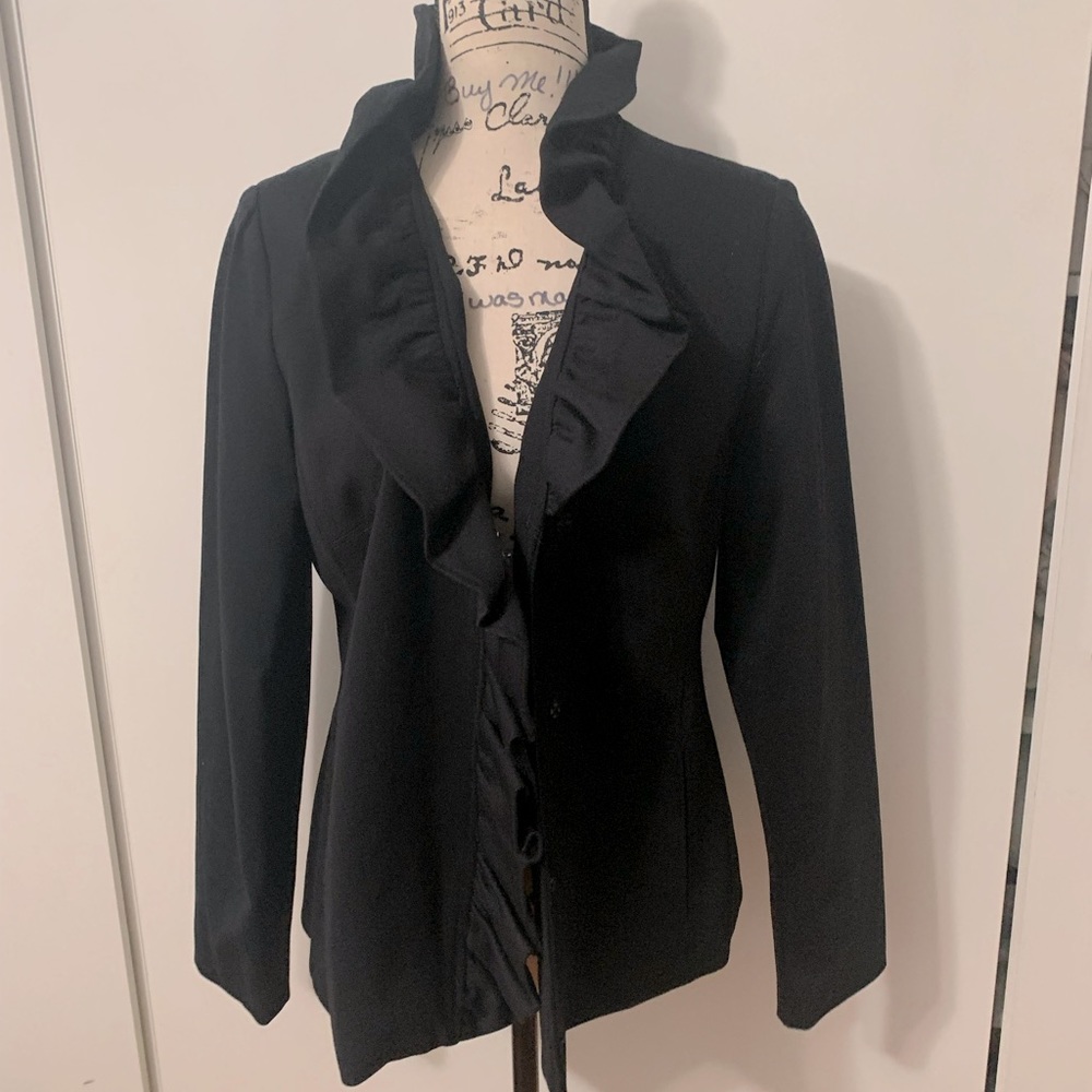Inc Ruffled Front Snap Closure Blazer Jacket - image 1